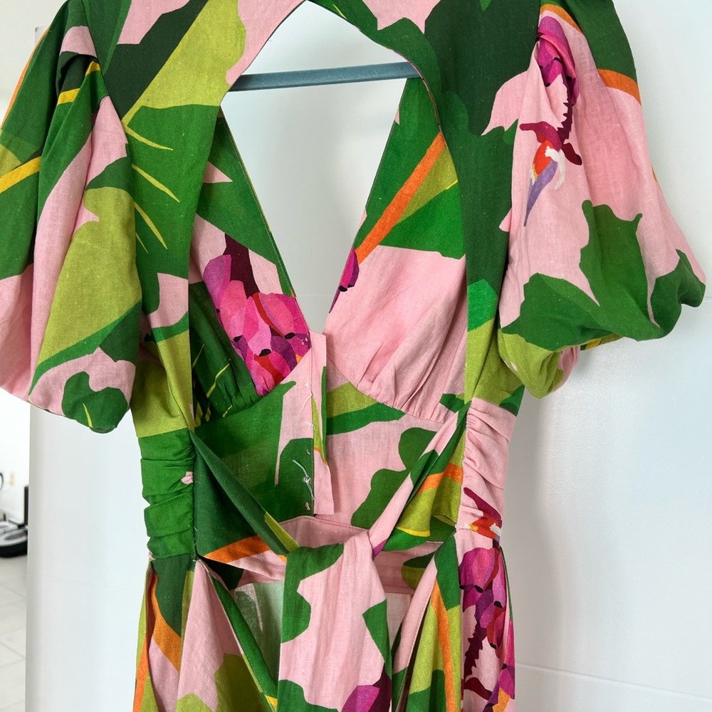 FARM Rio Green and Pink tropical jumpsuit with 🌺 main character energy! 🌺